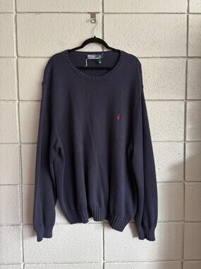 Mens's Polo Ralph Lauren Big Fit Cotton Fisherman Sweater in Navy size 3X